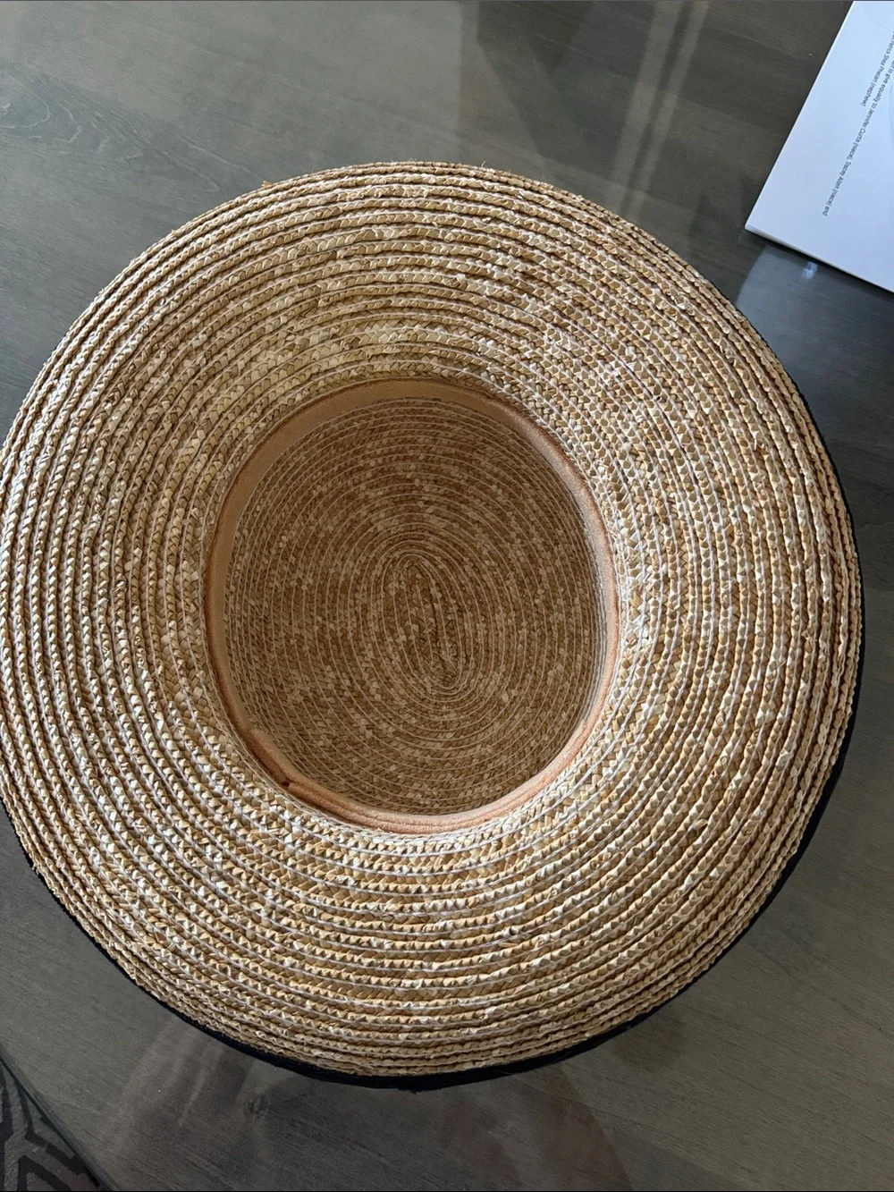 Women's Natural Straw Sun Hat with Black Ribbon Trim